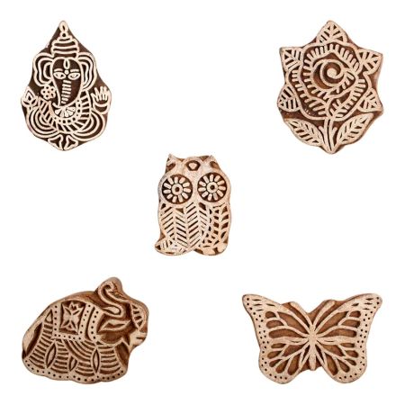 Set of 5 Piece New Mix Wooden Printing Block